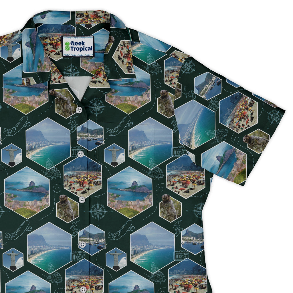 Rio Janeiro Wonder Curvy Button Up Shirt Geek Nerd 0925 All Adult Button Up Shirts Animal Patterns