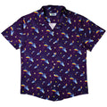 Rocket Ships Starry Night Button Up Shirt - adult sizing - Design by Carla Morrow - outer space & astronaut print