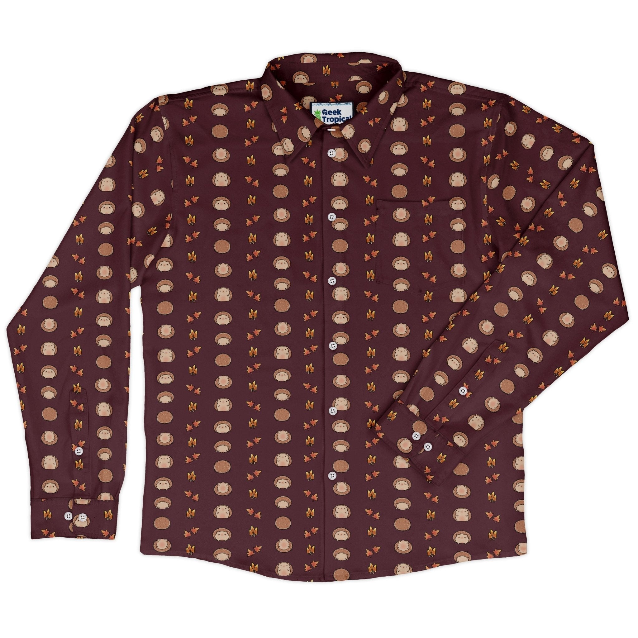 Rolling Hedgehogs Long Sleeve Button Up Shirt Geek Nerd 0925 adult sizing All Adult Button Up Shirts