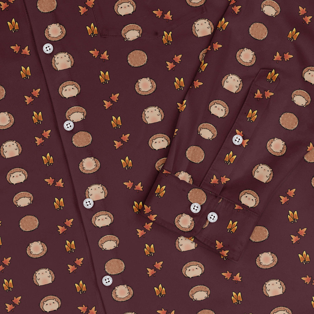 Rolling Hedgehogs Long Sleeve Button Up Shirt Geek Nerd 0925 adult sizing All Adult Button Up Shirts