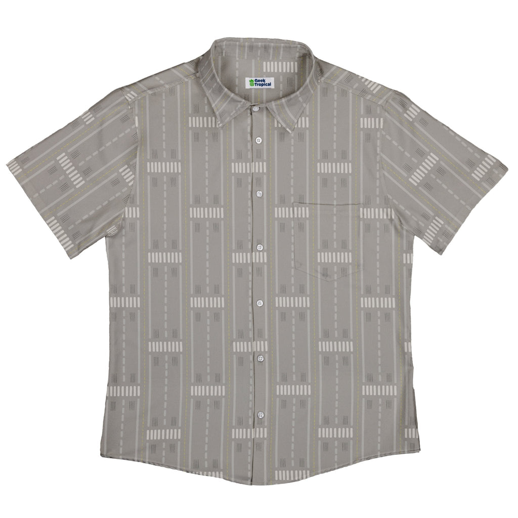 Runway Stripe Button Up Shirt Geek Nerd adult sizing aviation print Design by Zirkus Design