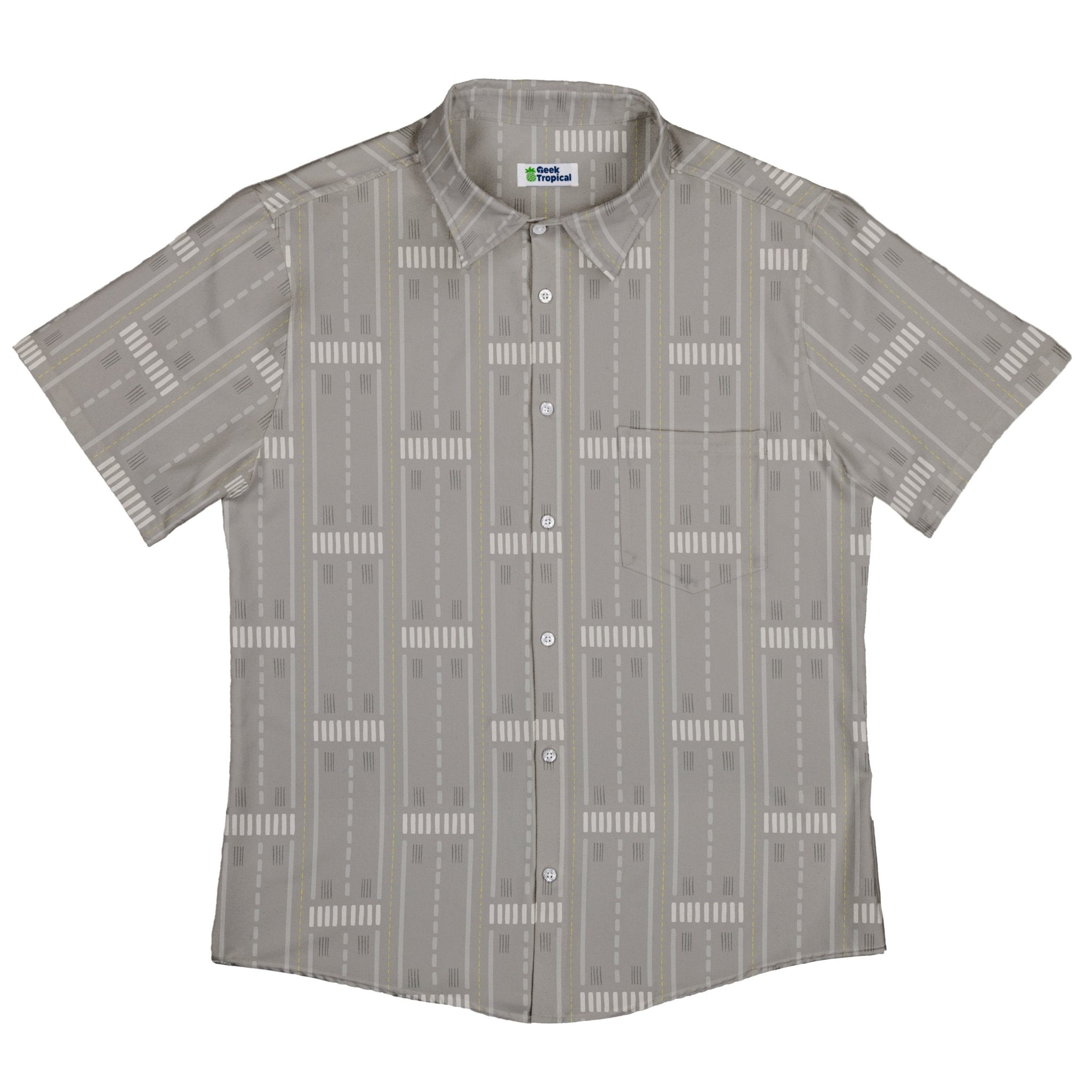 Runway Stripe Button Up Shirt Geek Nerd adult sizing aviation print Design by Zirkus Design