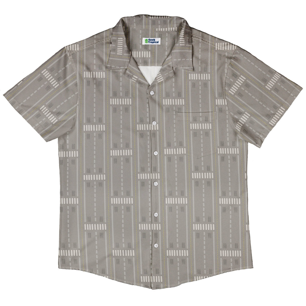 Runway Stripe Button Up Shirt Geek Nerd adult sizing aviation print Design by Zirkus Design