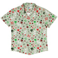 Santa Boots and Dinosaur Footprint Tracks Button Up Shirt Geek Nerd adult sizing Christmas Print