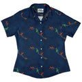 Santa Sleigh Dragons Curvy Button Up Shirt Geek Nerd Christmas Print Designs by Nathan Fantasy Prints