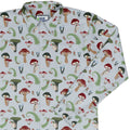 Santa Snails and Winter Mushrooms Long Sleeve Button Up Shirt Geek Nerd adult sizing Botany Print Christmas Print