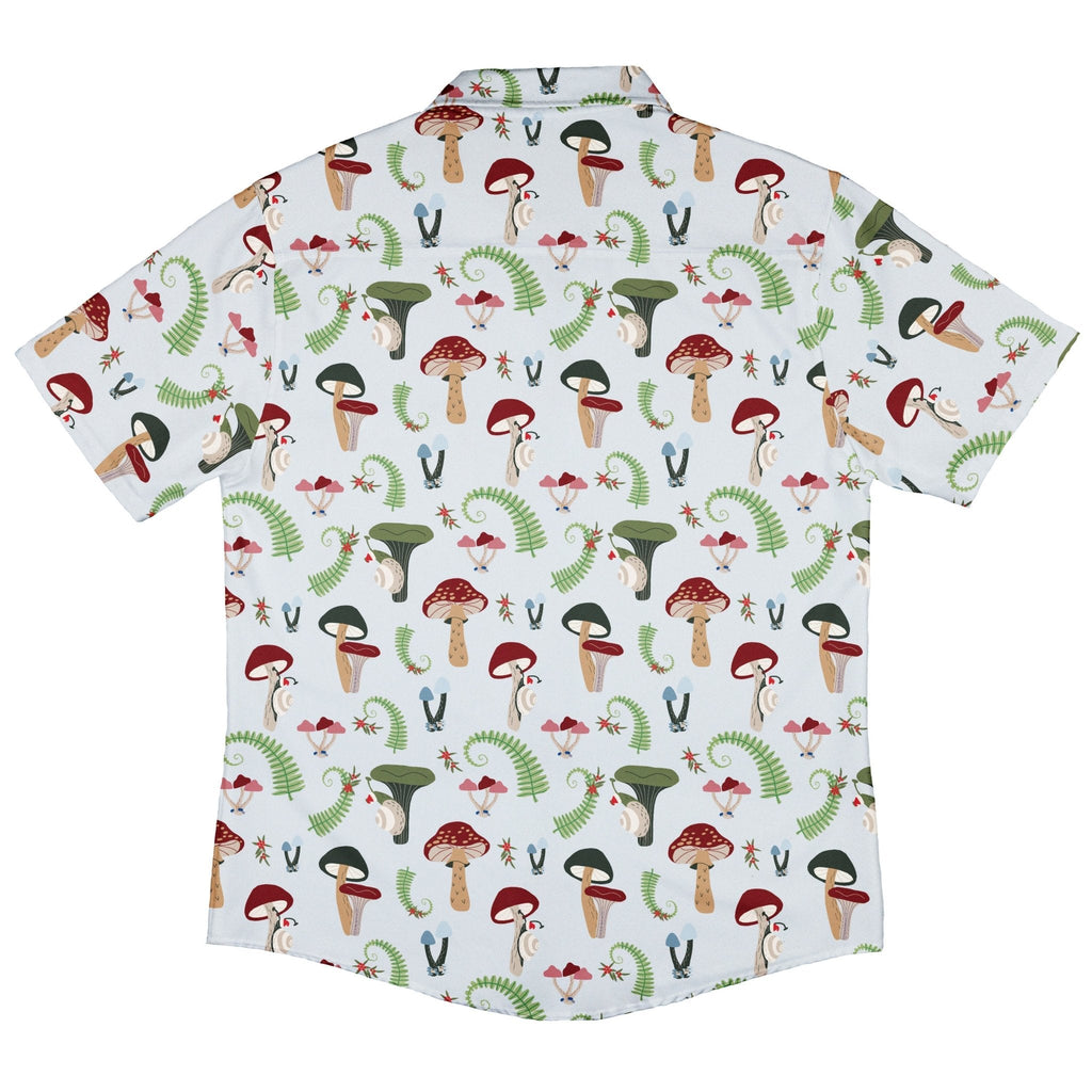 Santa Snails & Winter Mushrooms Button Up Shirt Geek Nerd adult sizing Christmas Print