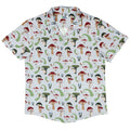 Santa Snails & Winter Mushrooms Button Up Shirt Geek Nerd adult sizing Christmas Print