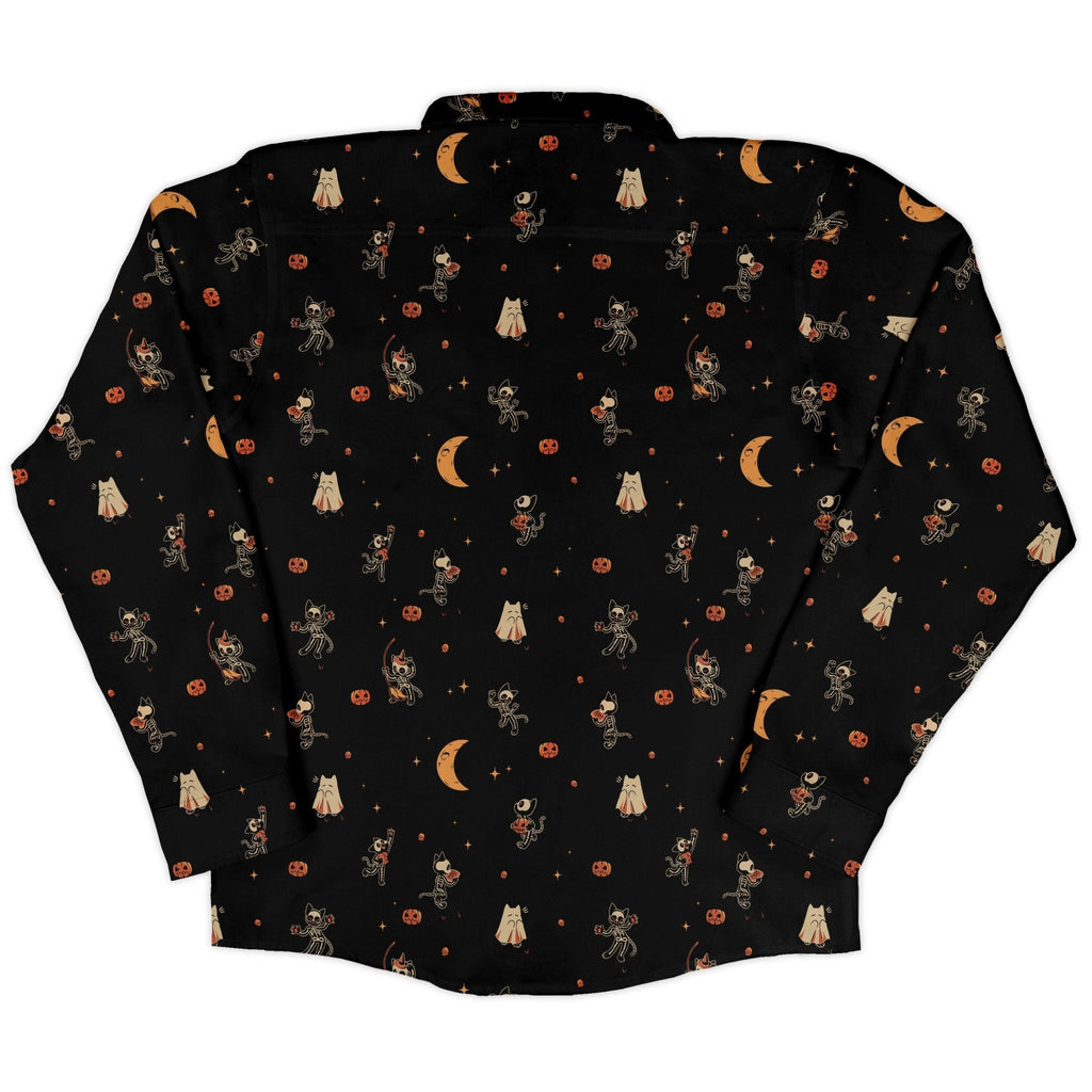Scaredy Cats Long Sleeve Button Up Shirt Geek Nerd adult sizing Design by Tobe Fonseca FLOW DESC WRITING