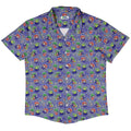 Scary Anime Chibi Stickers Purple Green Button Up Shirt Geek Nerd adult sizing Anime Design by Ardi Tong