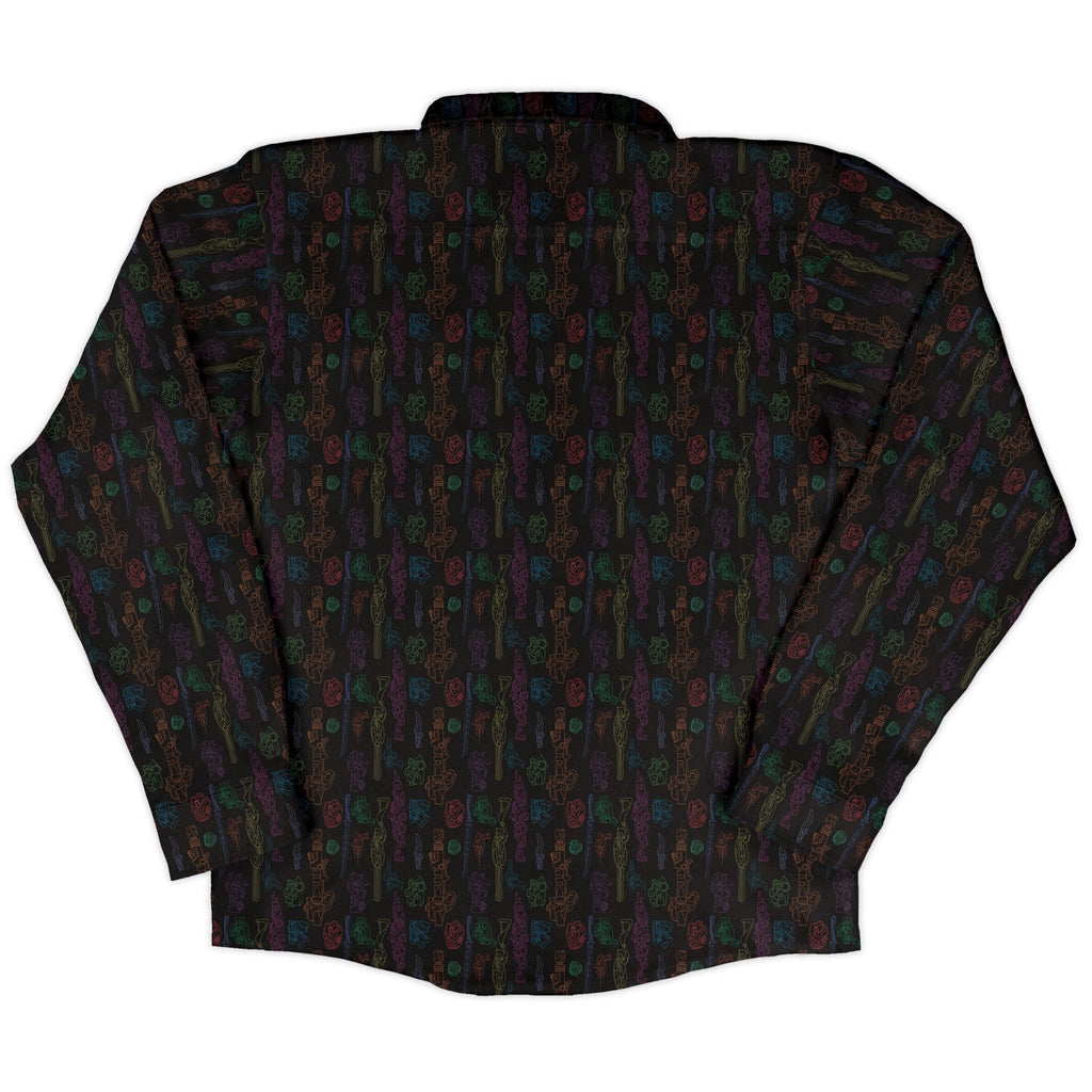 Sci Fi Weapons Long Sleeve Button Up Shirt Geek Nerd adult sizing Designs by Nathan Fantasy Prints