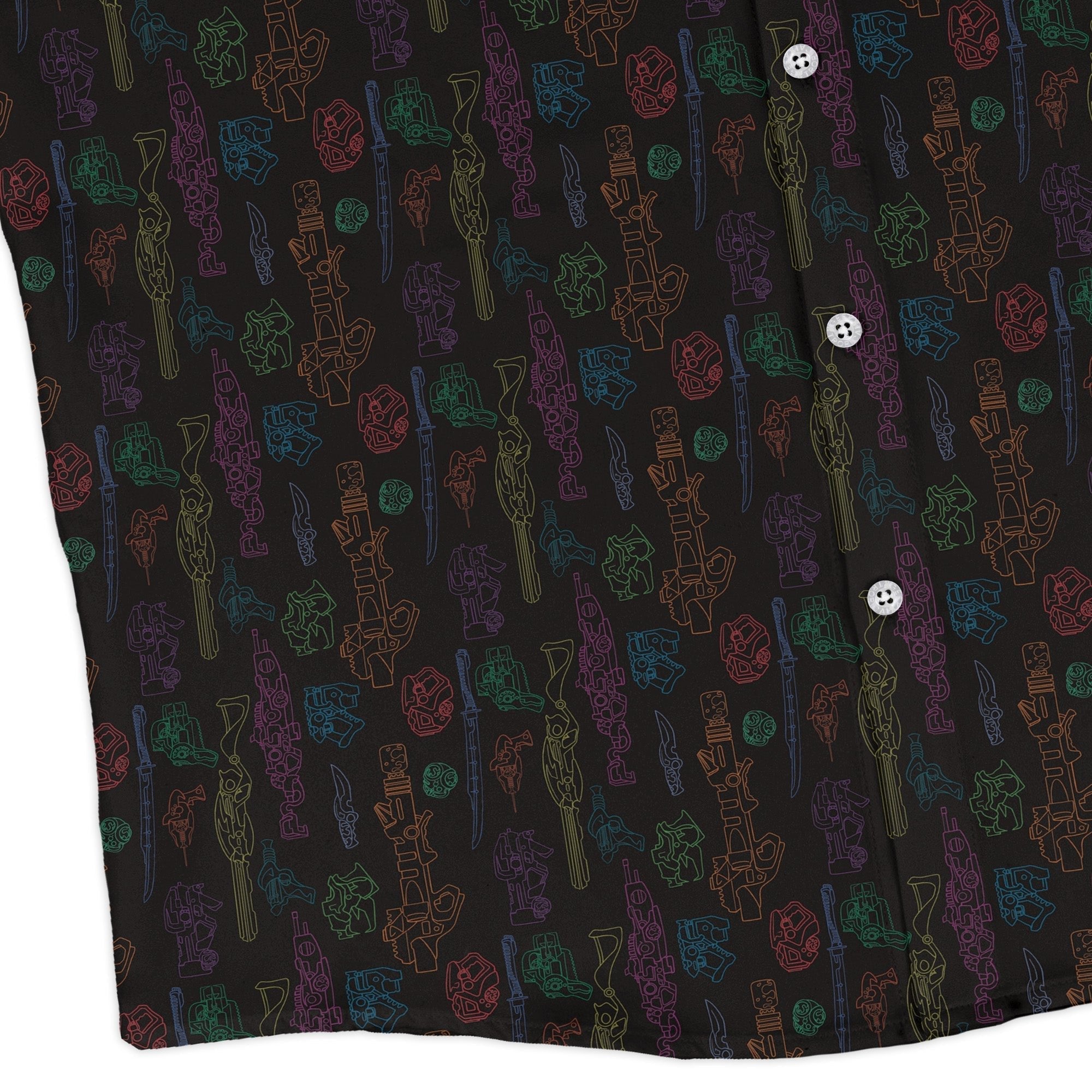 Sci Fi Weapons Long Sleeve Button Up Shirt Geek Nerd adult sizing Designs by Nathan Fantasy Prints