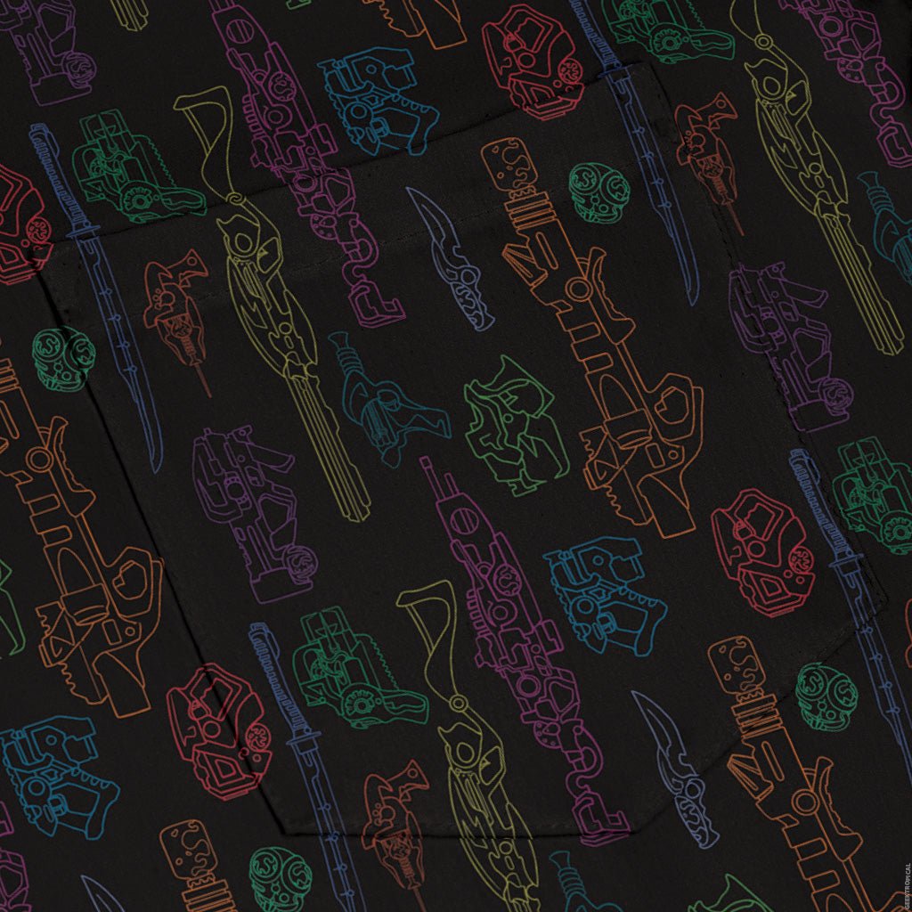 Sci Fi Weapons Long Sleeve Button Up Shirt Geek Nerd adult sizing Designs by Nathan Fantasy Prints
