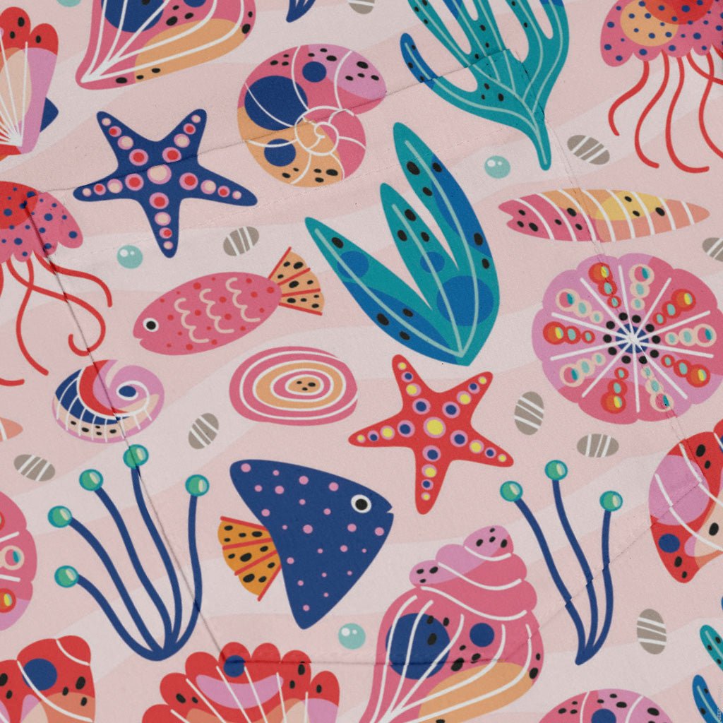 Science Cute Marine Biology Pink Long Sleeve Button Up Shirt Geek Nerd adult sizing Animal Patterns FLOW DESC WRITING