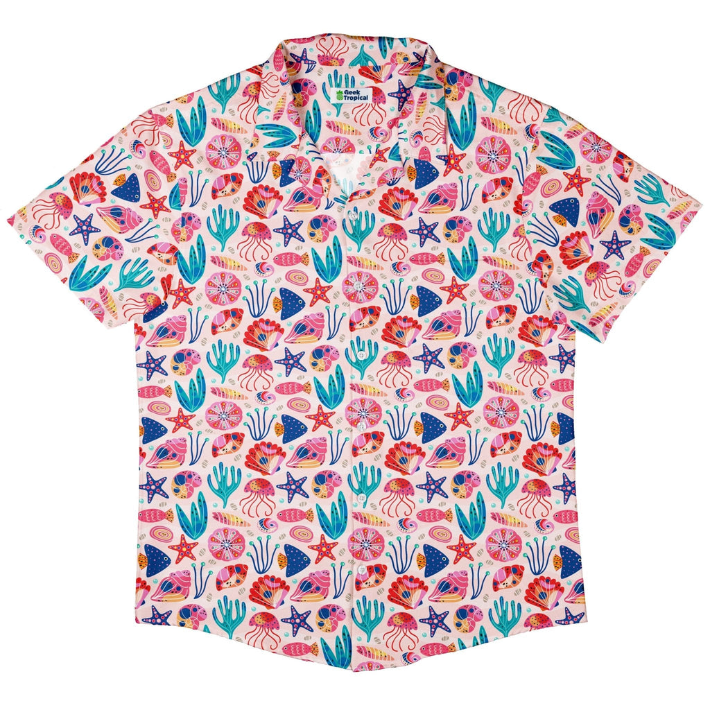 Science Cute Marine Biology Pink Button Up Shirt - adult sizing - Animal Patterns - science print