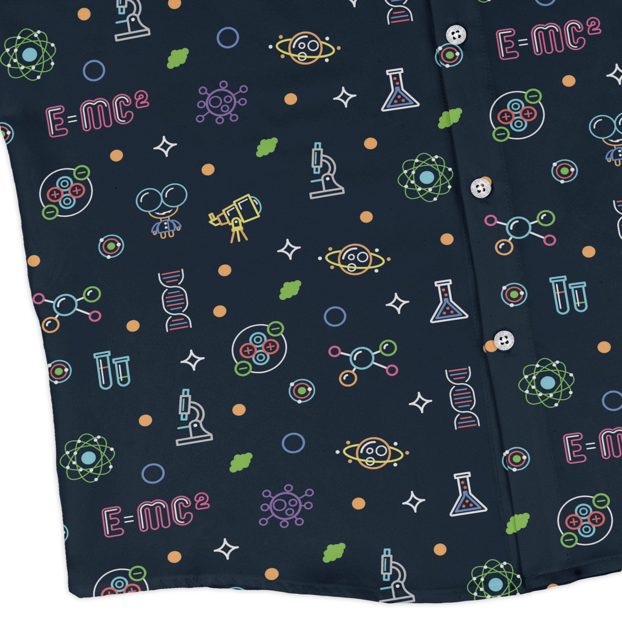 Science DNA Molecules Dark Navy Long Sleeve Button Up Shirt Geek Nerd adult sizing FLOW DESC WRITING science print