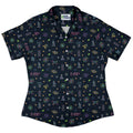 Science DNA Molecules Dark Navy Curvy Button Up Shirt Geek Nerd science print women