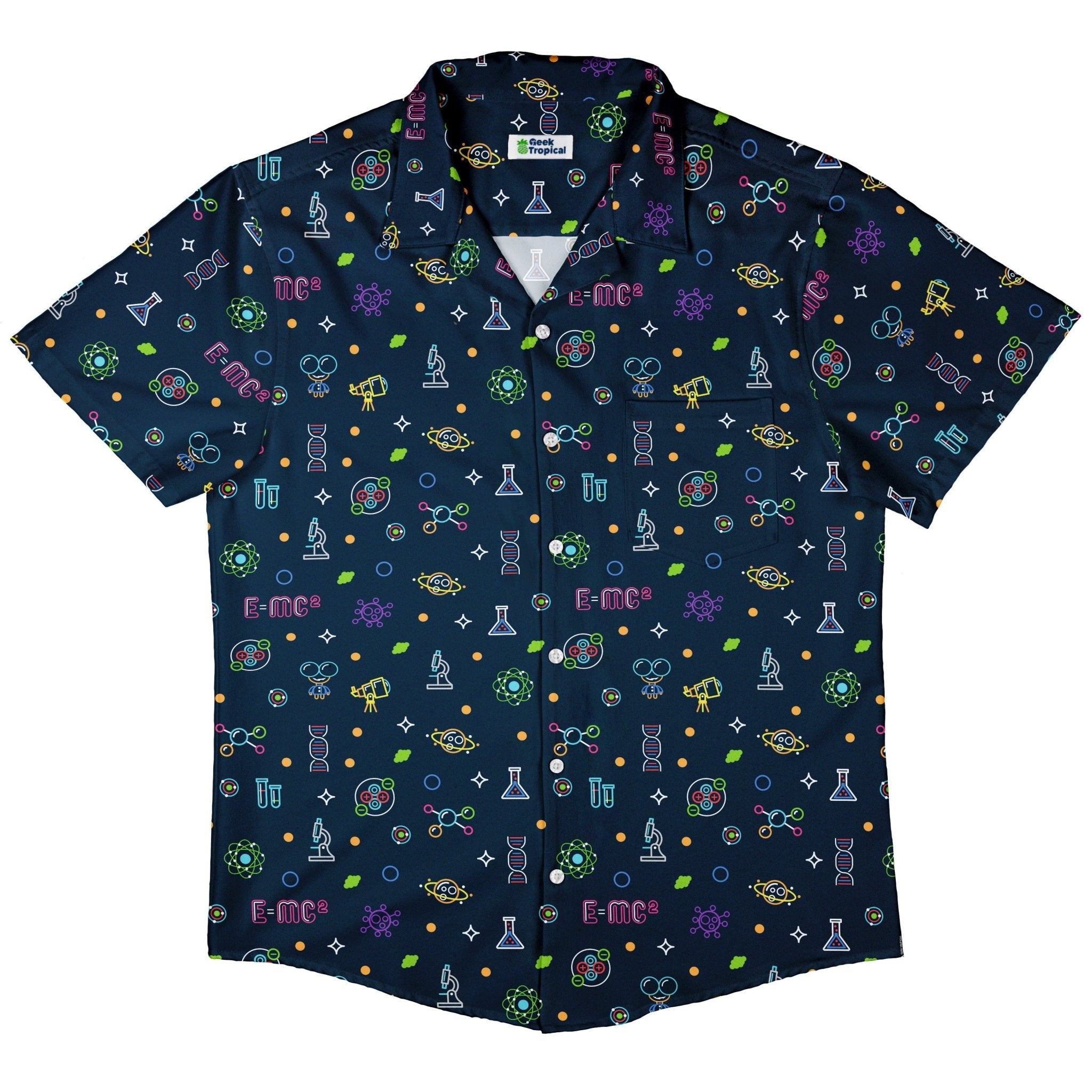 Ready - to - Ship Science DNA Molecules Button Up Shirt Geek Nerd adult sizing fix Ready - to - Ship