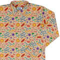 Science Detailed Microbes Pink Orange Long Sleeve Button Up Shirt Geek Nerd adult sizing FLOW DESC WRITING science print