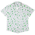 Science Green Microbes White Button Up Shirt - adult sizing - science print -
