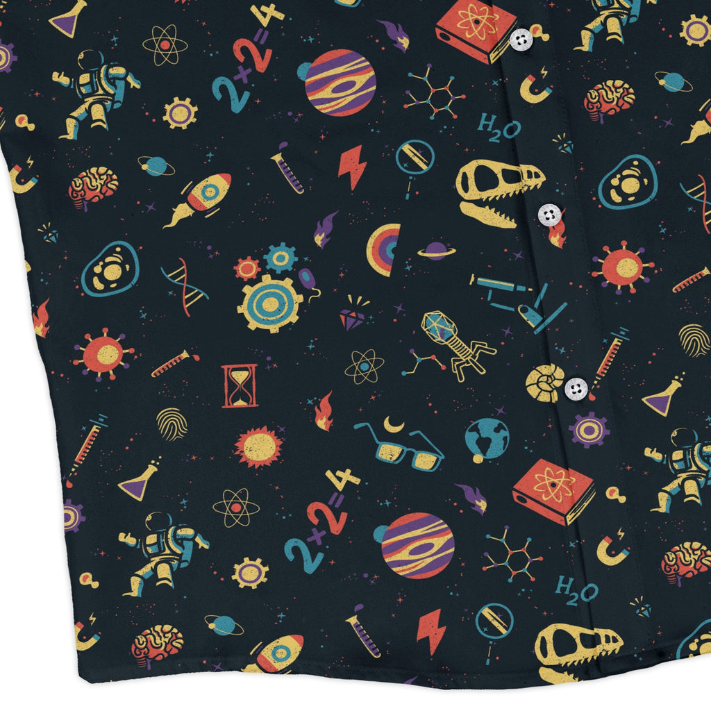 Science Love Long Sleeve Button Up Shirt Geek Nerd adult sizing Design by Tobe Fonseca FLOW DESC WRITING