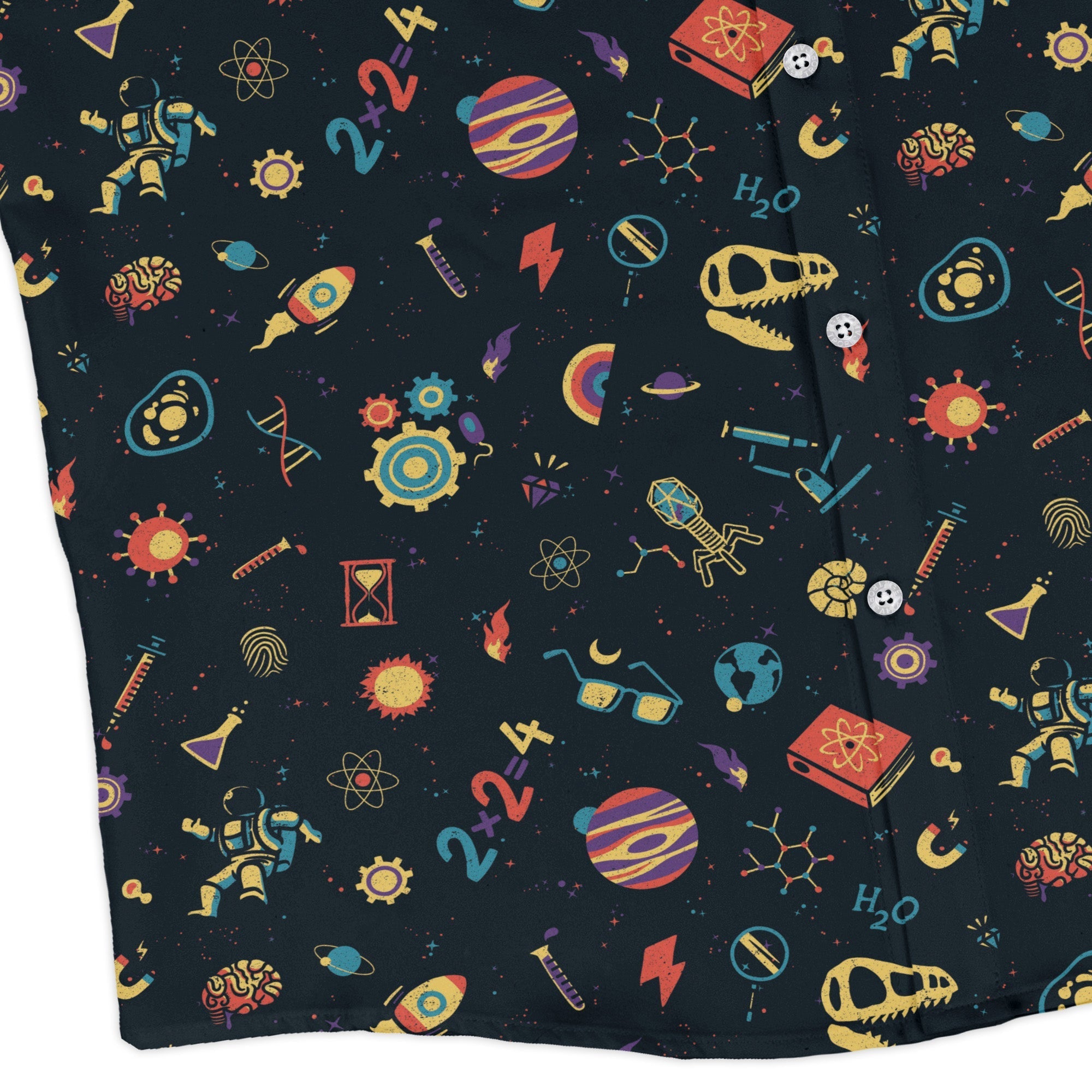Science Love Long Sleeve Button Up Shirt Geek Nerd adult sizing Design by Tobe Fonseca FLOW DESC WRITING