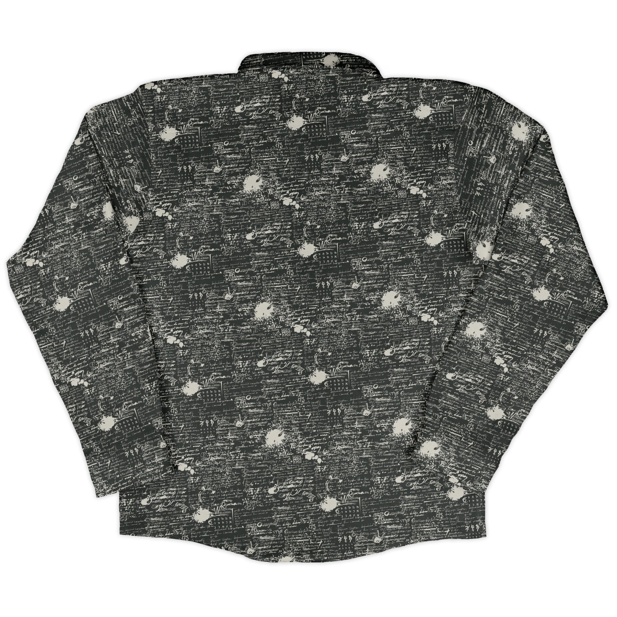Scripted Ink Long Sleeve Button Up Shirt Geek Nerd adult sizing Book Prints FLOW DESC WRITING