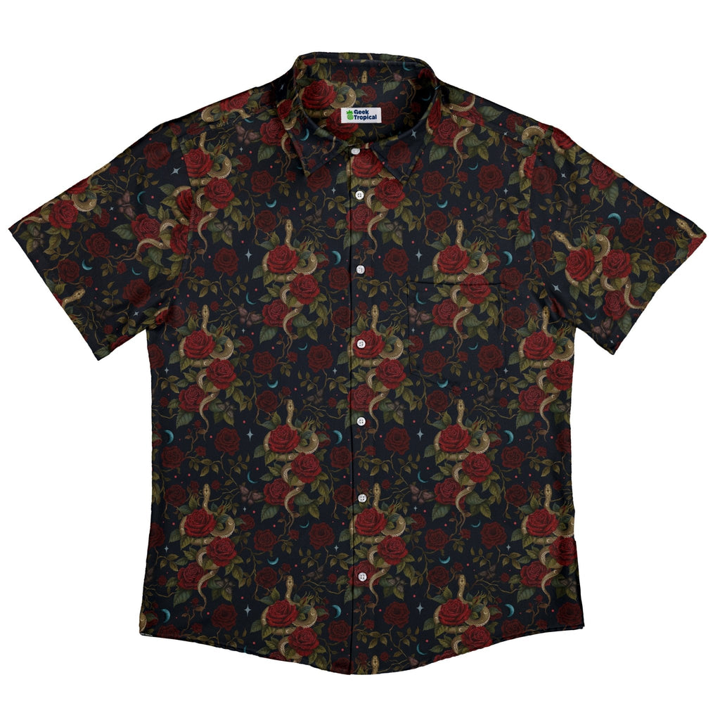 Serpent and Rose Button Up Shirt Geek Nerd 0925 adult sizing All Adult Button Up Shirts