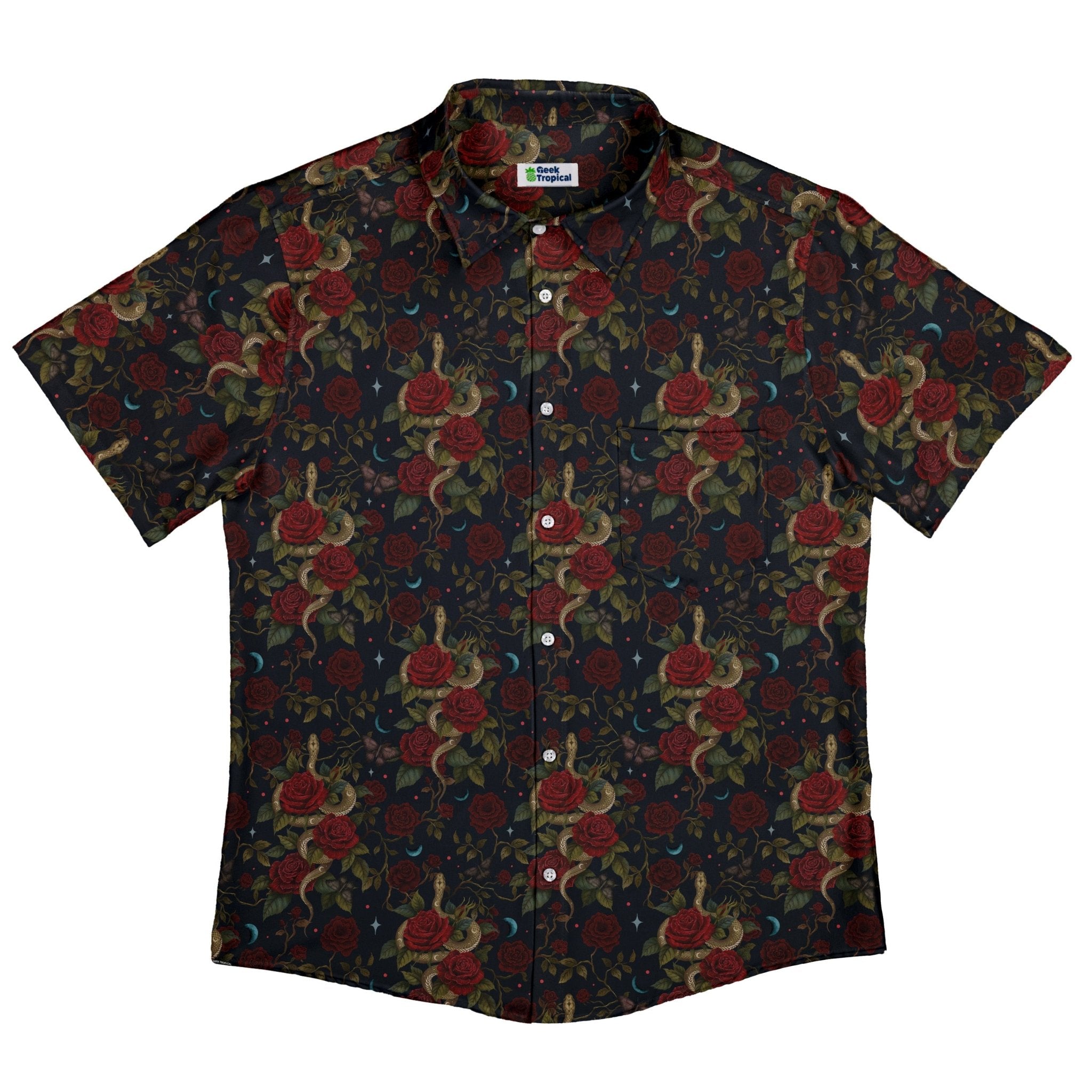 Serpent and Rose Button Up Shirt Geek Nerd 0925 adult sizing All Adult Button Up Shirts