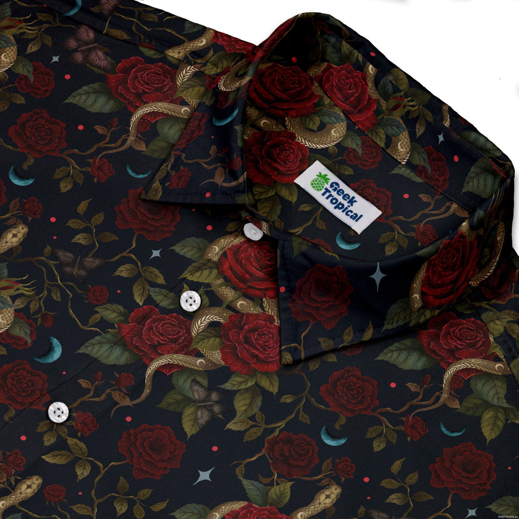Serpent and Rose Button Up Shirt Geek Nerd 0925 adult sizing All Adult Button Up Shirts