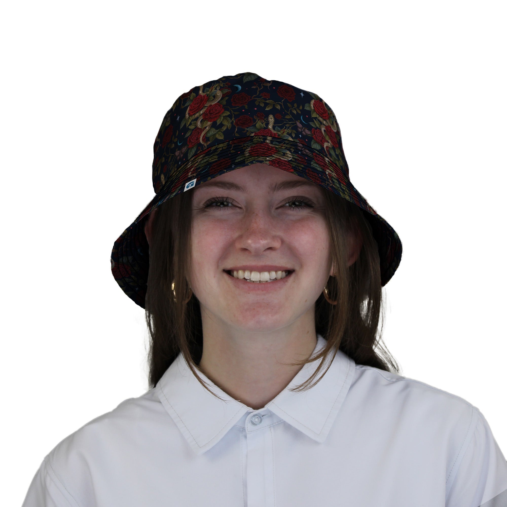 Serpent and Rose Bucket Hat Geek Nerd 0925 Animal Patterns Botany Print