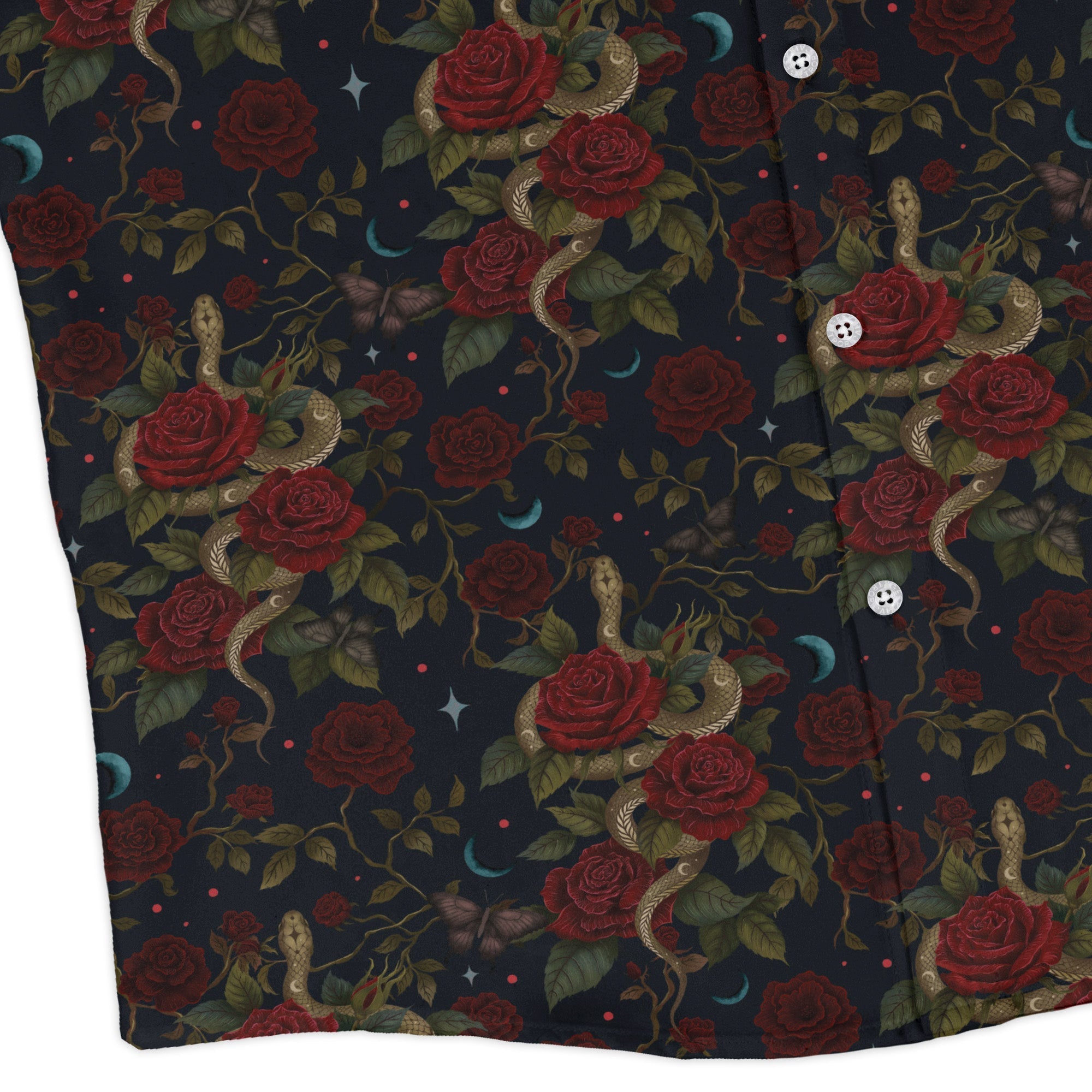 Serpent and Rose Long Sleeve Button Up Shirt Geek Nerd 0925 adult sizing All Adult Button Up Shirts