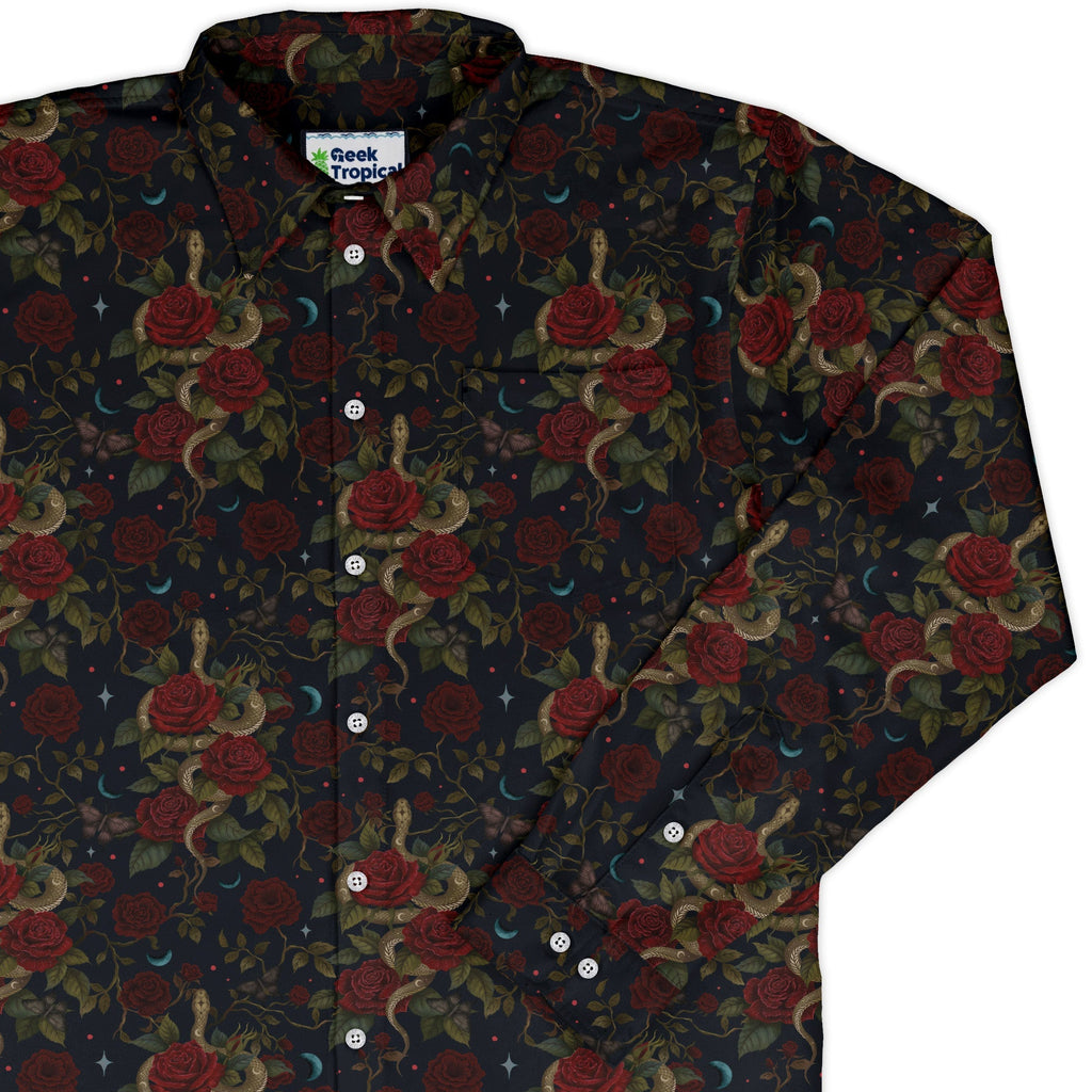 Serpent and Rose Long Sleeve Button Up Shirt Geek Nerd 0925 adult sizing All Adult Button Up Shirts