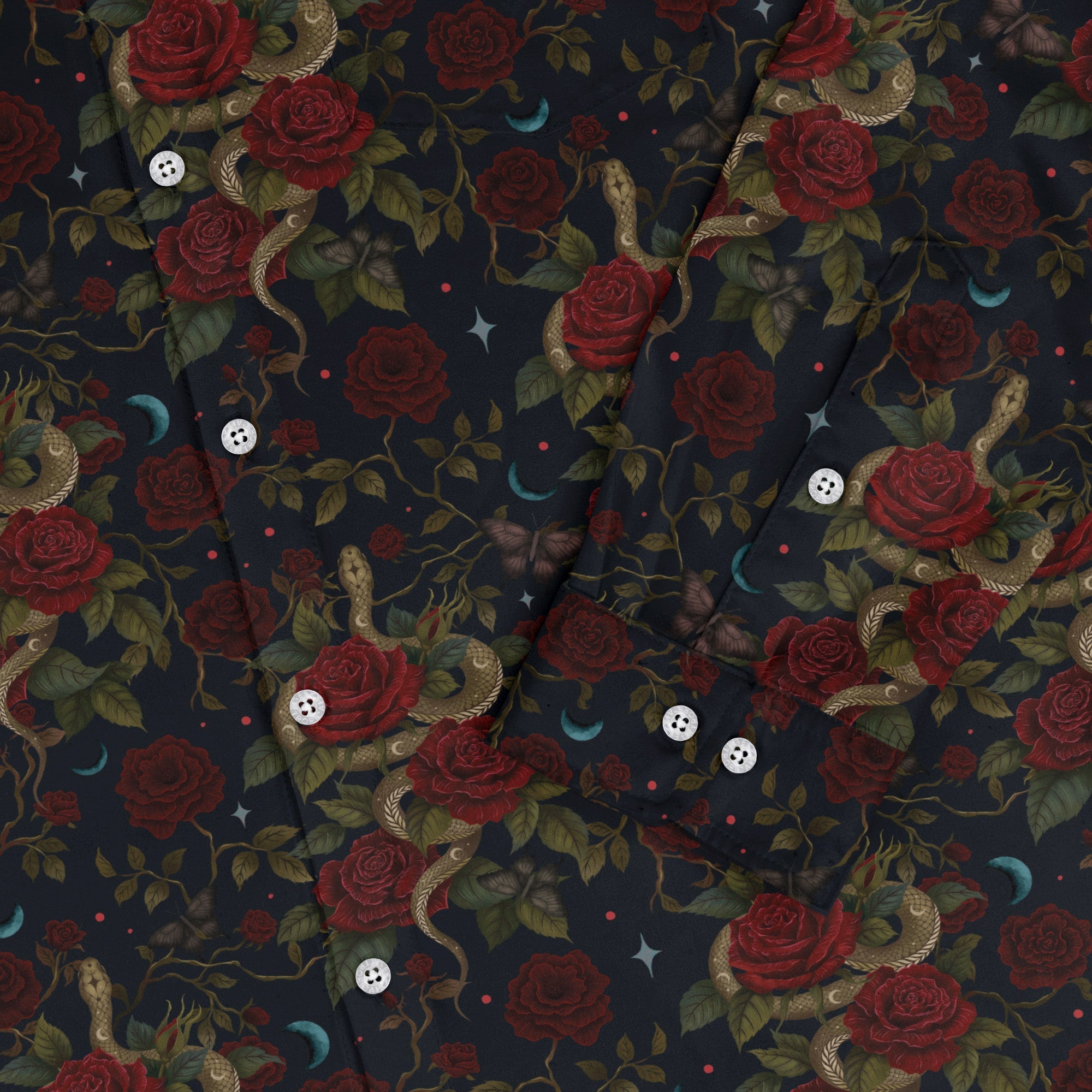Serpent and Rose Long Sleeve Button Up Shirt Geek Nerd 0925 adult sizing All Adult Button Up Shirts