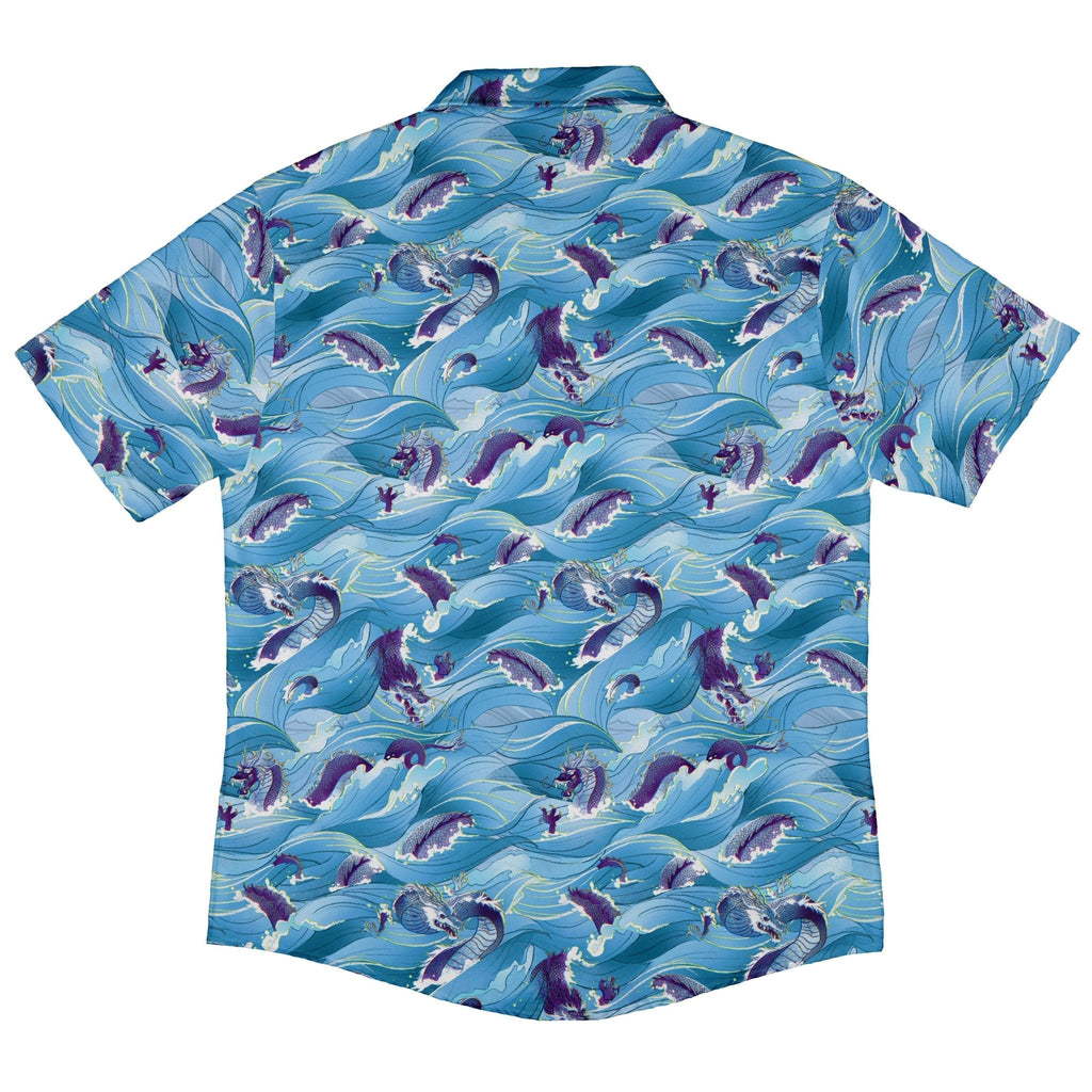 Serpent of the Sea Blue Anime Button Up Shirt - adult sizing - Anime - Design by Claire Murphy