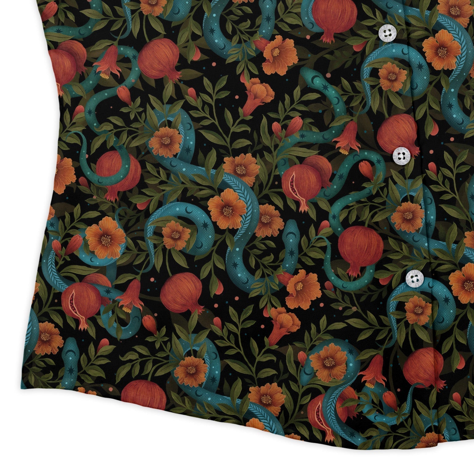 Serpentine Blossom Curvy Button Up Shirt Geek Nerd 0925 All Adult Button Up Shirts Animal Patterns
