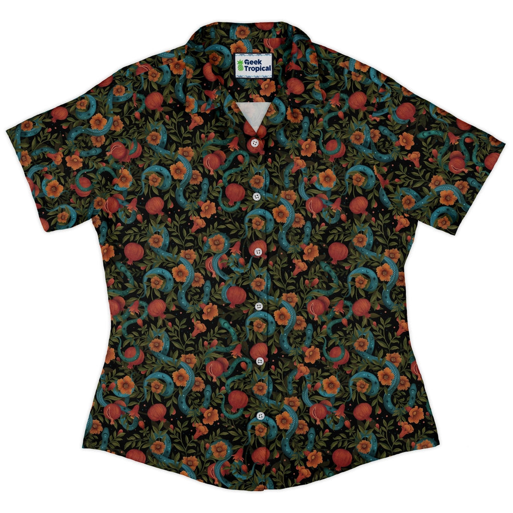 Serpentine Blossom Curvy Button Up Shirt Geek Nerd 0925 All Adult Button Up Shirts Animal Patterns