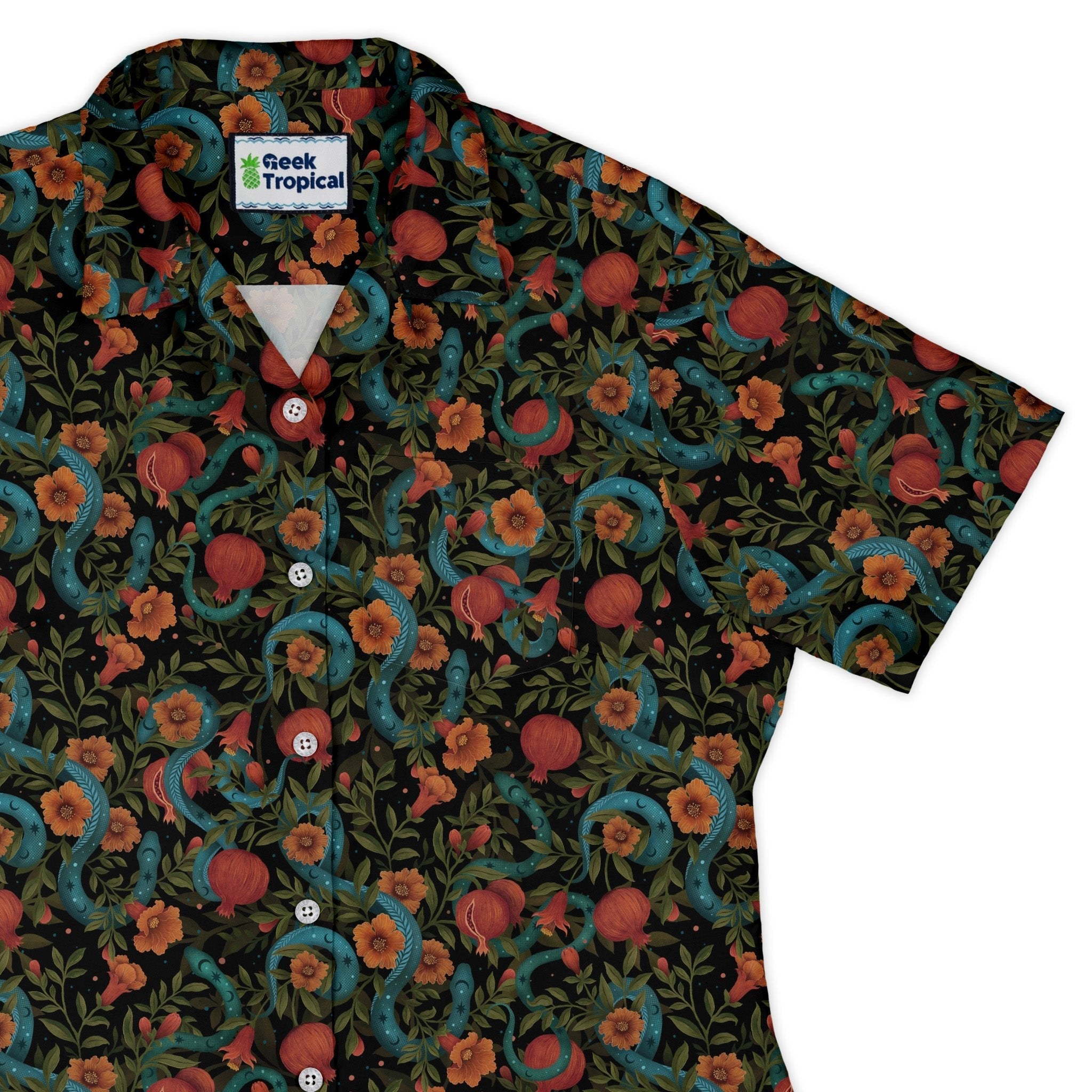 Serpentine Blossom Curvy Button Up Shirt Geek Nerd 0925 All Adult Button Up Shirts Animal Patterns