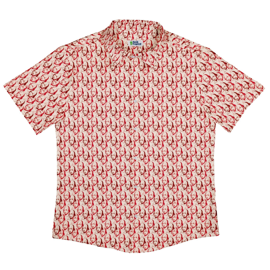 Shakespeare Red Macbeth Button Up Shirt - adult sizing - Book Prints - Simple Patterns
