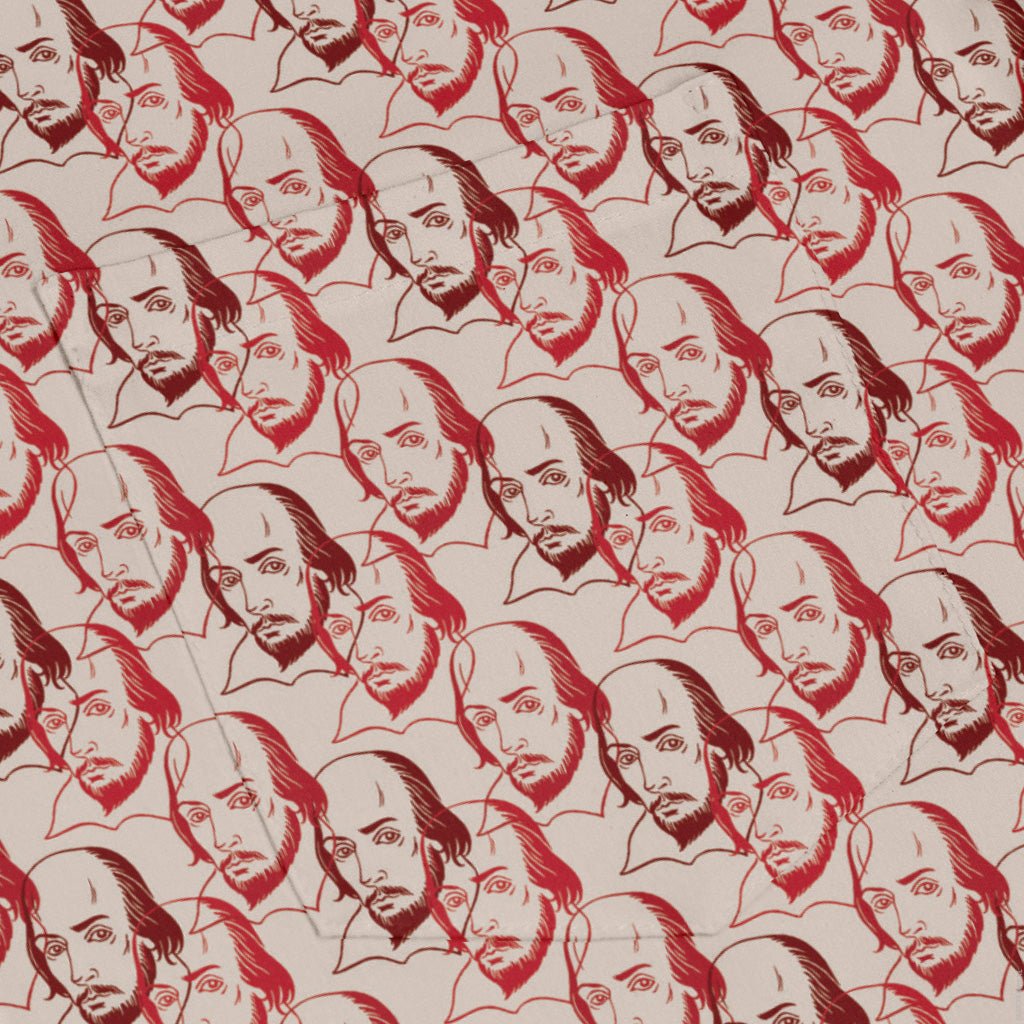 Shakespeare Red Macbeth Long Sleeve Button Up Shirt Geek Nerd adult sizing Book Prints FLOW DESC WRITING