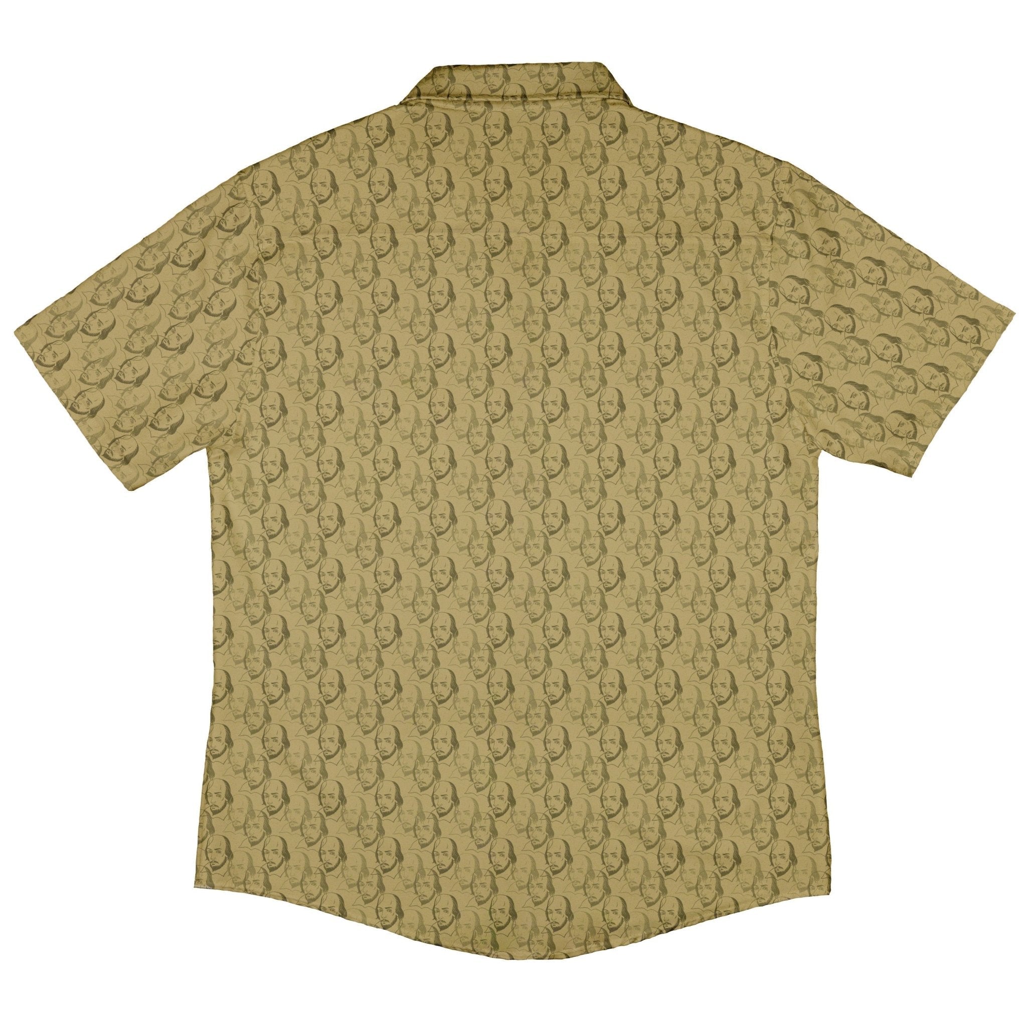Shakespeare Tan Monochrome Button Up Shirt - adult sizing - Book Prints - Simple Patterns