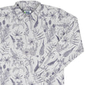 Simple Botany Flowers Herbs White Blue Long Sleeve Button Up Shirt Geek Nerd adult sizing Botany Print FLOW DESC WRITING