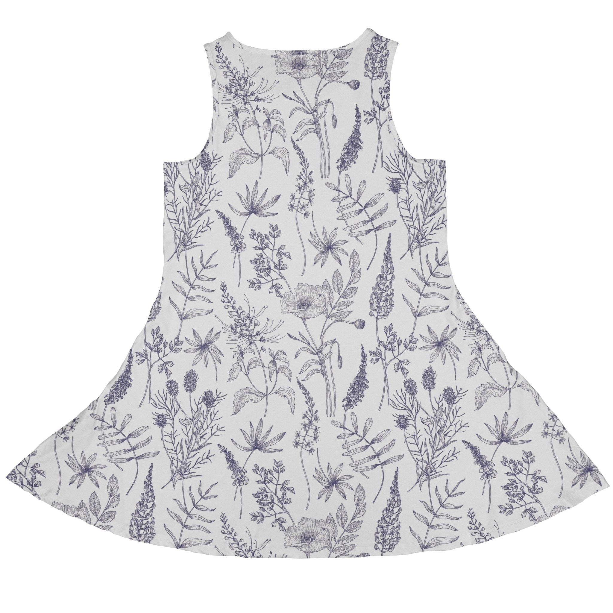 Simple Botany Flowers Herbs White Blue Dress Geek Nerd Botany Print lx - C Simple Patterns