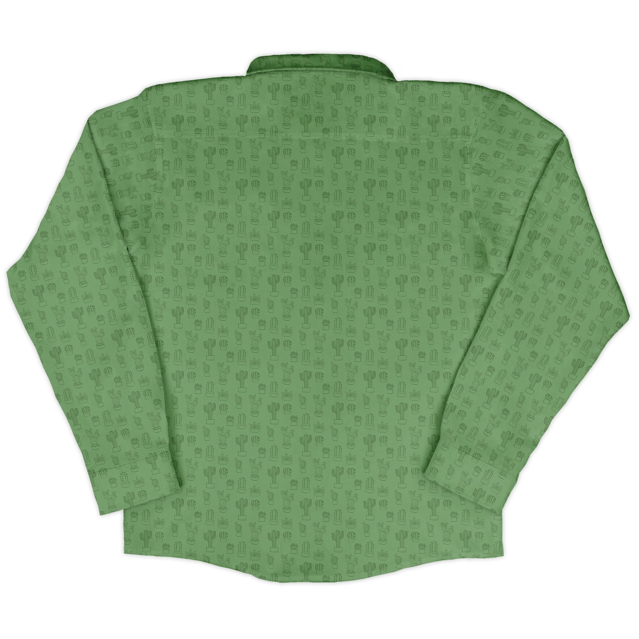 Simple Cactus Long Sleeve Button Up Shirt Geek Nerd adult sizing Botany Print FLOW DESC WRITING