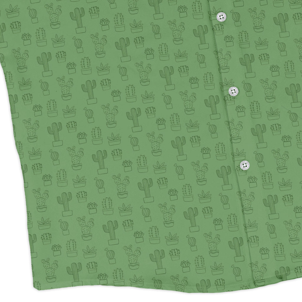 Simple Cactus Long Sleeve Button Up Shirt Geek Nerd adult sizing Botany Print FLOW DESC WRITING