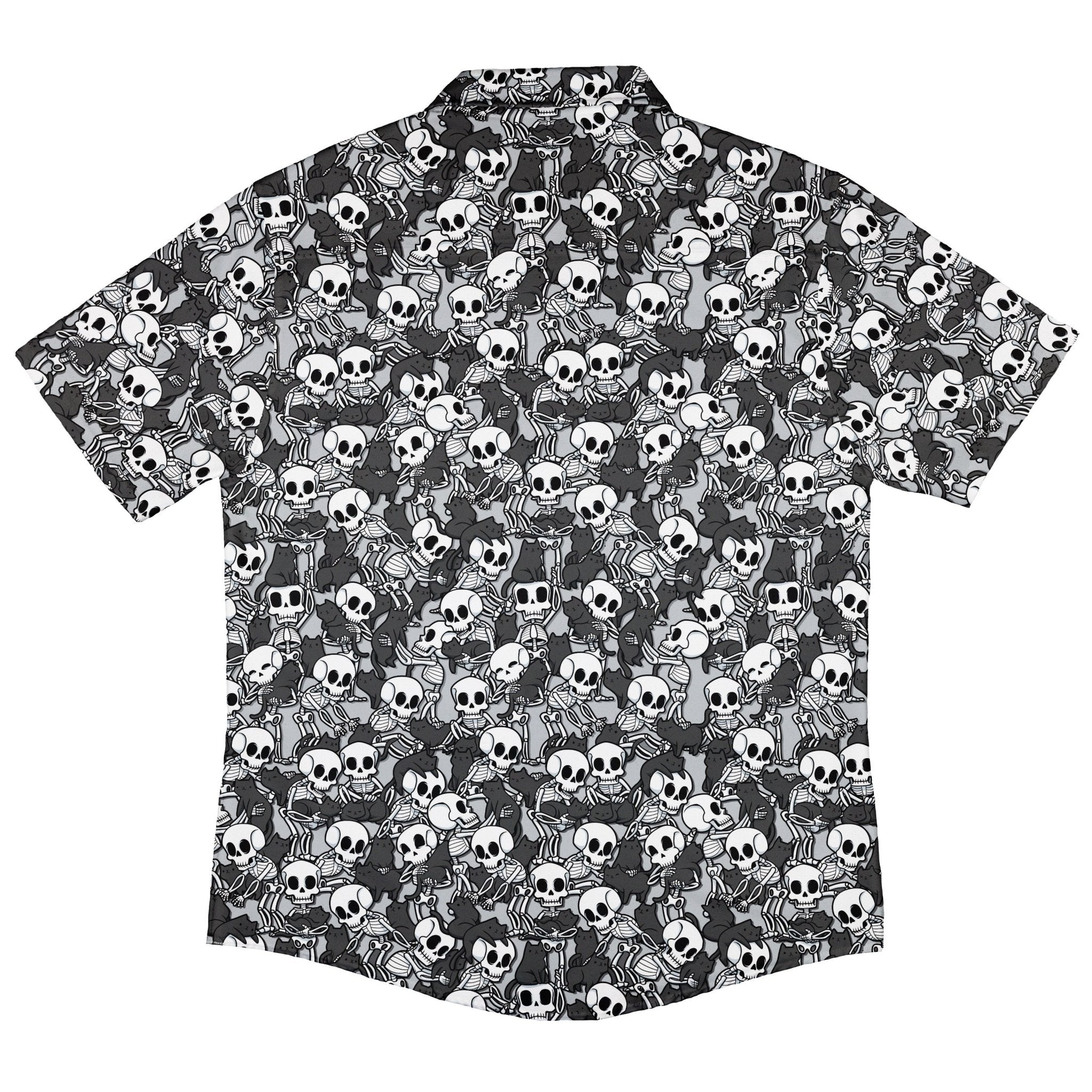 Skeleton Cat Love Button Up Shirt Geek Nerd 0925 adult sizing All Adult Button Up Shirts