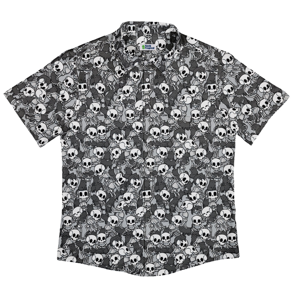 Skeleton Cat Love Button Up Shirt Geek Nerd 0925 adult sizing All Adult Button Up Shirts