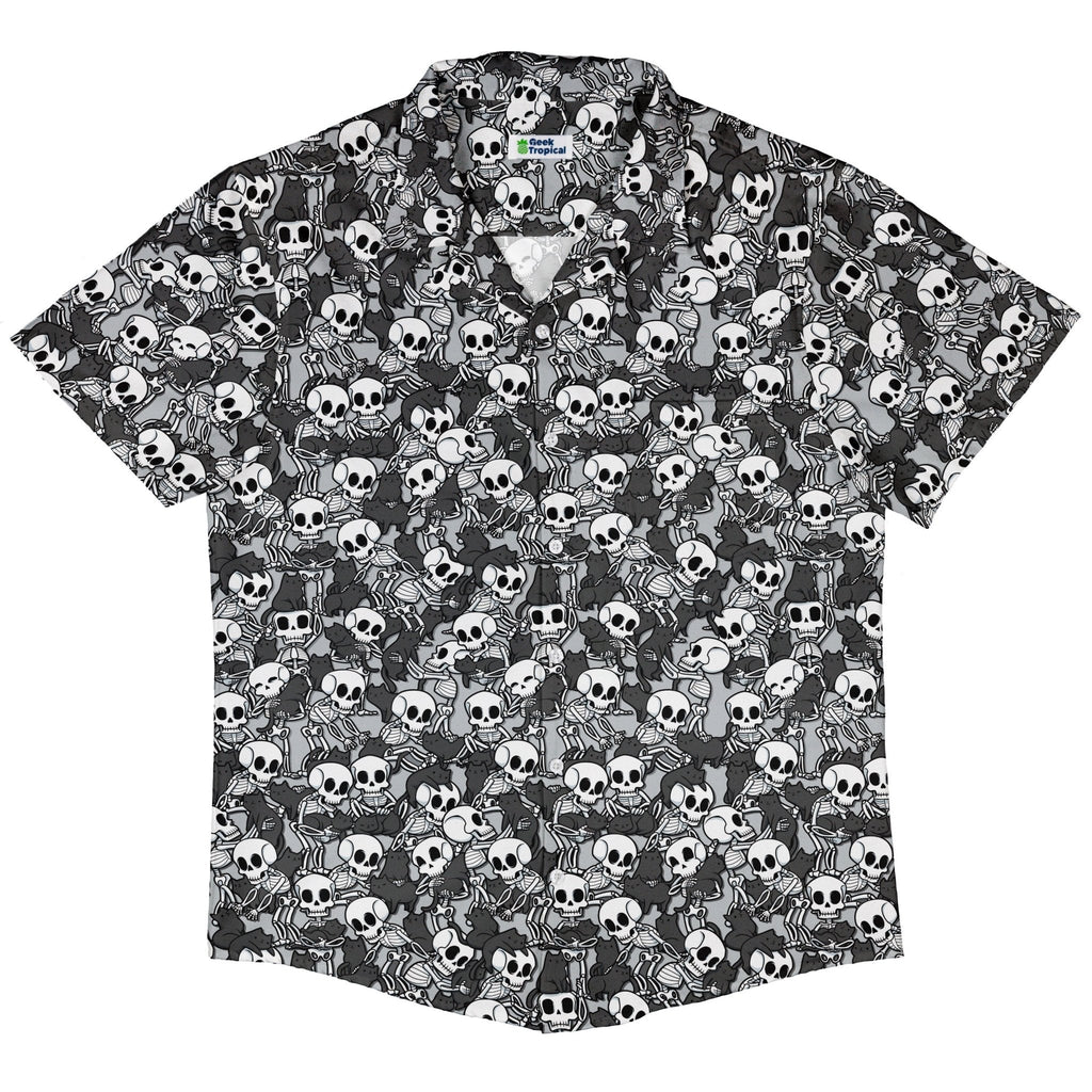 Skeleton Cat Love Button Up Shirt Geek Nerd 0925 adult sizing All Adult Button Up Shirts