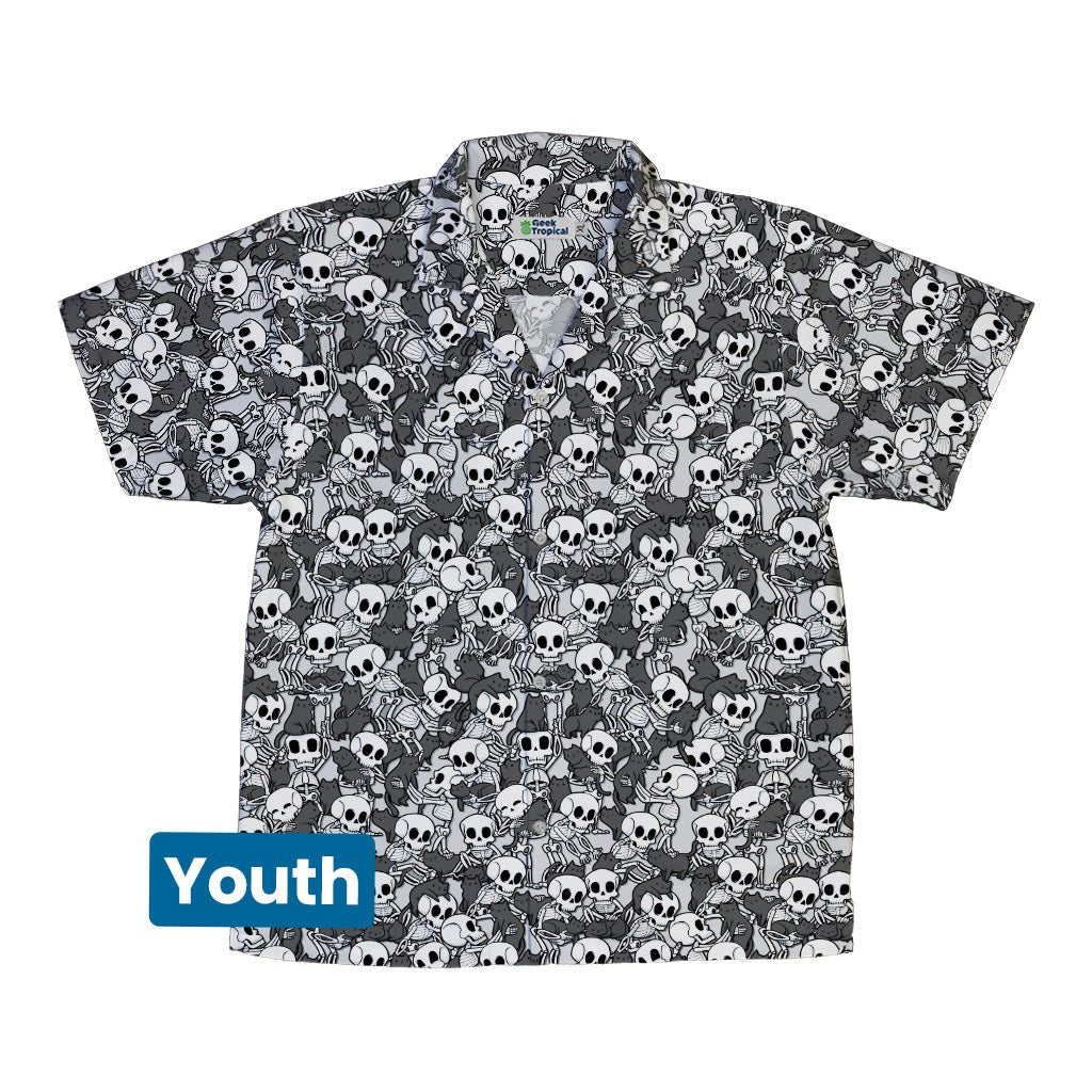 Skeleton Cat Love Youth Hawaiian Shirt Geek Nerd 0925 Animal Patterns Design by Tobe Fonseca