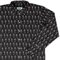 Skeleton Hanging Long Sleeve Button Up Shirt Geek Nerd adult sizing Design by Heather Davenport FLOW DESC WRITING